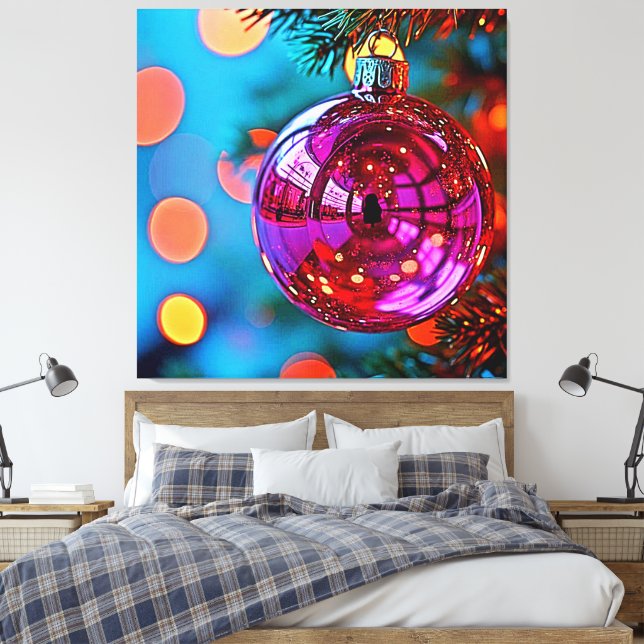 Vibrant Christmas Ornament Sparkle Design Canvas Print (Insitu(Bedroom))