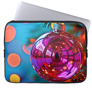 Vibrant Christmas Ornament Sparkle Design Laptop Sleeve