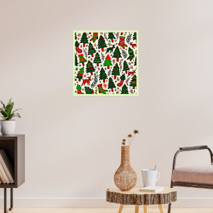Vibrant Christmas Pattern Art Print