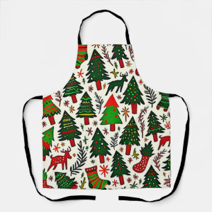 Vibrant Christmas Pattern Art Print Apron