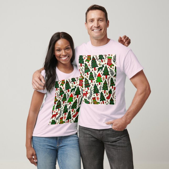 Vibrant Christmas Pattern Art Print T-Shirt (Unisex)