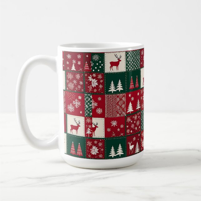 Vibrant Christmas Pattern Coffee Mug (Left)