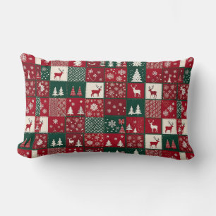 Vibrant Christmas Pattern Lumbar Cushion