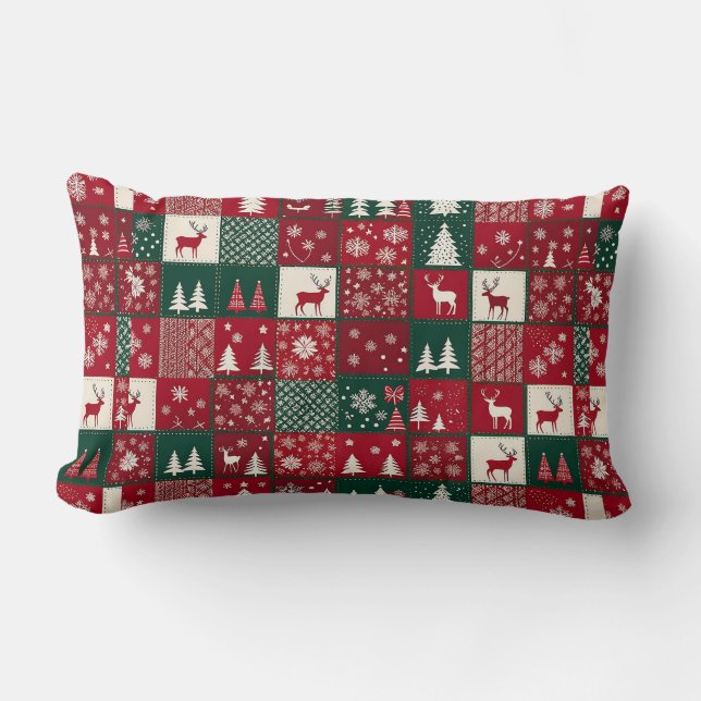 Vibrant Christmas Pattern Lumbar Cushion (Front)