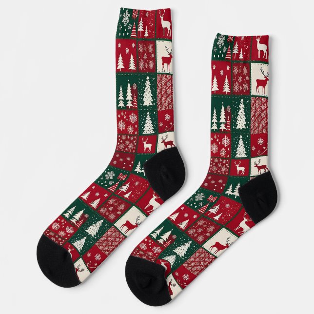 Vibrant Christmas Pattern Socks (Left)