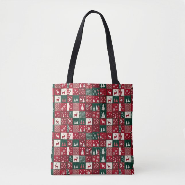 Vibrant Christmas Pattern Tote Bag (Front)