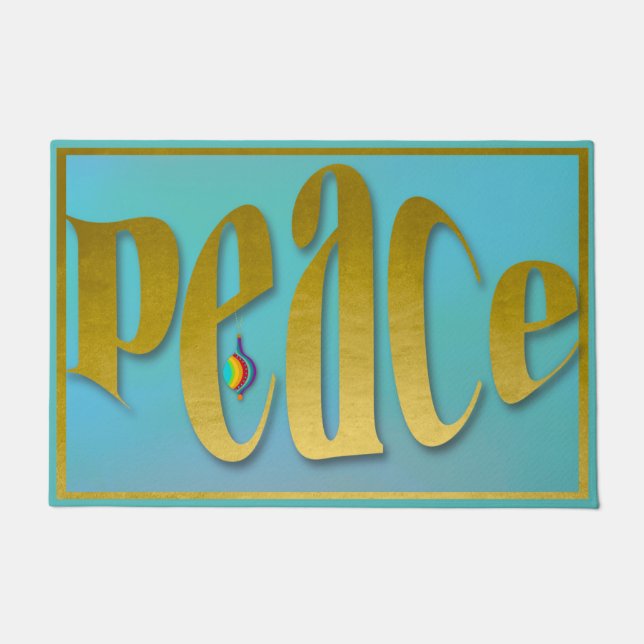 Vibrant Christmas peace doormat  (Front)