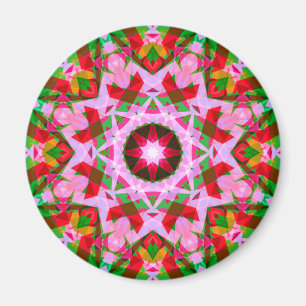 Vibrant Christmas Pink Red Green Festive Star Magnet