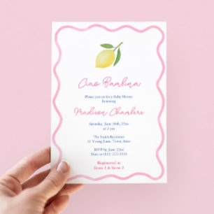 Vibrant Ciao Bambina Pink Citrus Girl Baby Shower Invitation