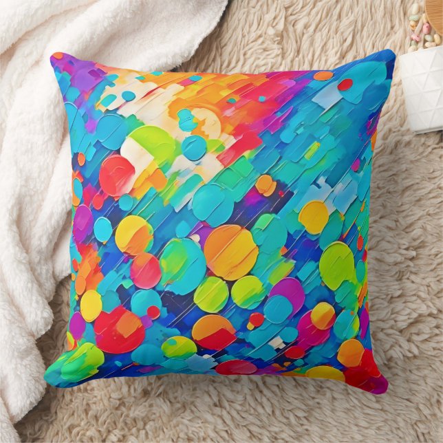 Vibrant Circle Dance Art Cushion (Blanket)