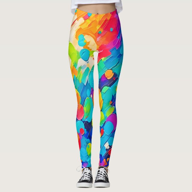 Vibrant Circle Dance Art Leggings (Front)