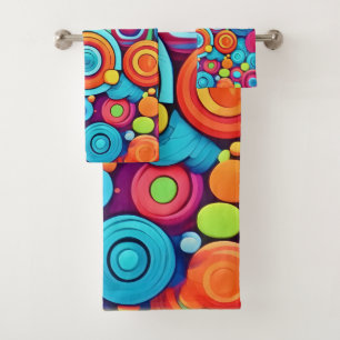 Vibrant Circle Explosion Bath Towel Set