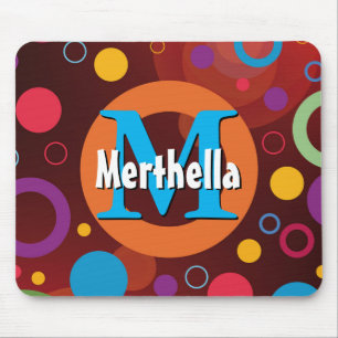 Vibrant Circles Rings Retro Personalised Mouse Pad