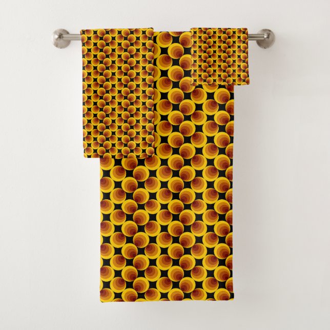 Vibrant Circular Pattern Bathroom Towel Set (Insitu)