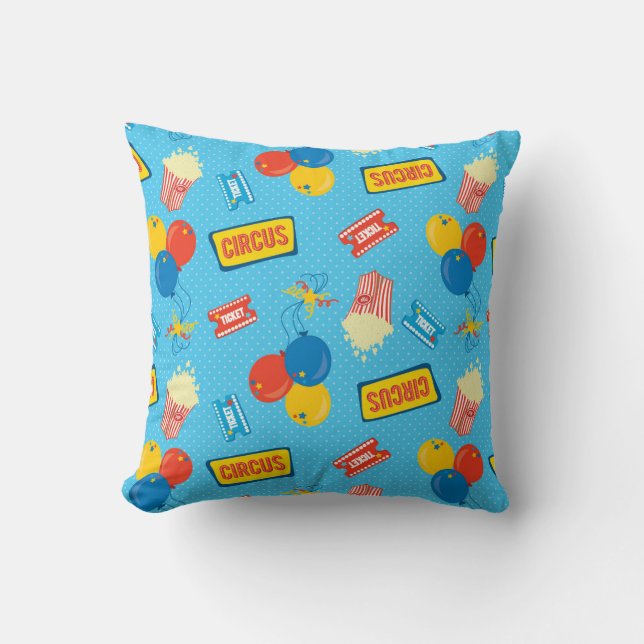 Vibrant Circus Celebration Pattern Cushion (Front)