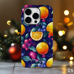 Vibrant Citrus and Berry Fruits Design & Bold Dark Case-Mate iPhone 14 Pro Case