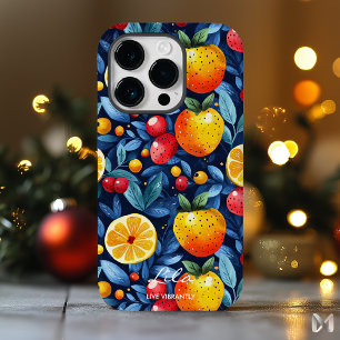 Vibrant Citrus and Berry Wellness Blue & Orange iPhone 14 Pro Case