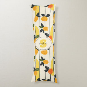Vibrant Citrus Fruit Pattern with Green Leaves (2) Body Cushion