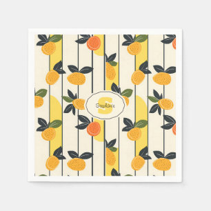 Vibrant Citrus Fruit Pattern with Green Leaves (2) Napkin