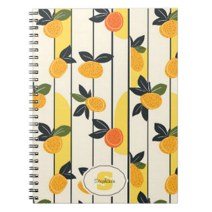 Vibrant Citrus Fruit Pattern with Green Leaves (2) Notebook