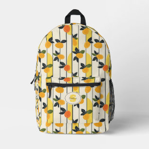 Vibrant Citrus Fruit Pattern with Green Leaves (2) Printed Backpack