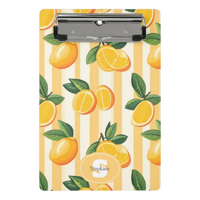 Vibrant Citrus Fruit Pattern with Green Leaves (3) Mini Clipboard (Front)