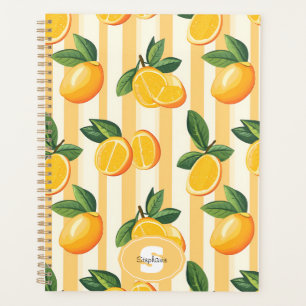 Vibrant Citrus Fruit Pattern with Green Leaves (3) Planner