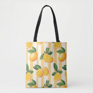 Vibrant Citrus Fruit Pattern with Green Leaves (3) Tote Bag