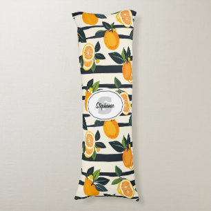 Vibrant Citrus Fruit Pattern with Green Leaves (5) Body Cushion