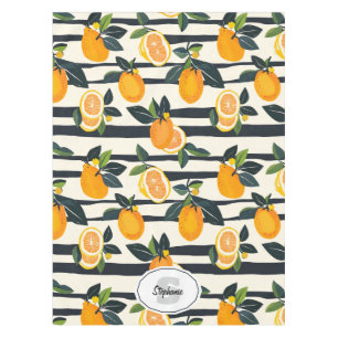 Vibrant Citrus Fruit Pattern with Green Leaves (5) Tablecloth