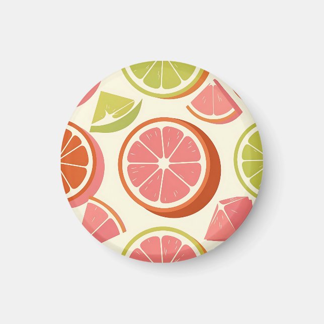 Vibrant Citrus Grapefruit Orange Lime Slices  Magnet (Front)