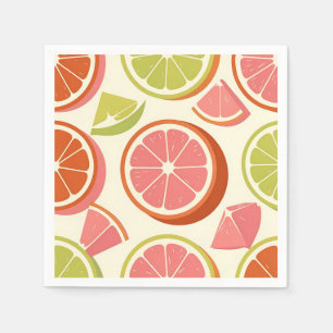 Vibrant Citrus Grapefruit Orange Lime Slices Napkin