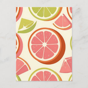 Vibrant Citrus Grapefruit Orange Lime Slices Postcard