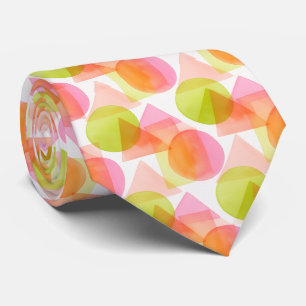 Vibrant Citrus Green and Pinky Pink Watercolor Tie