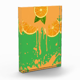 Vibrant Citrus Orange Drip Gift Box Photo Block