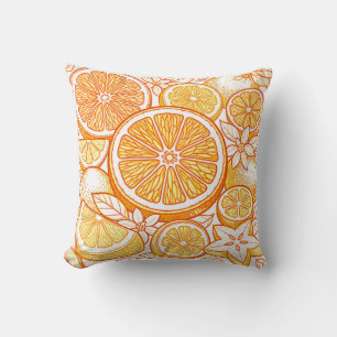 Vibrant Citrus Orange Slice Pattern Cushion