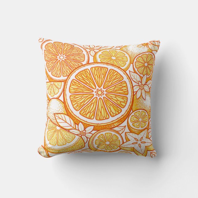 Vibrant Citrus Orange Slice Pattern Cushion (Front)