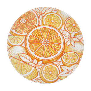 Vibrant Citrus Orange Slice Pattern Cutting Board