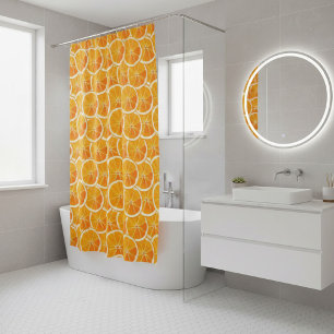 Vibrant Citrus Orange Slice Shower Curtain