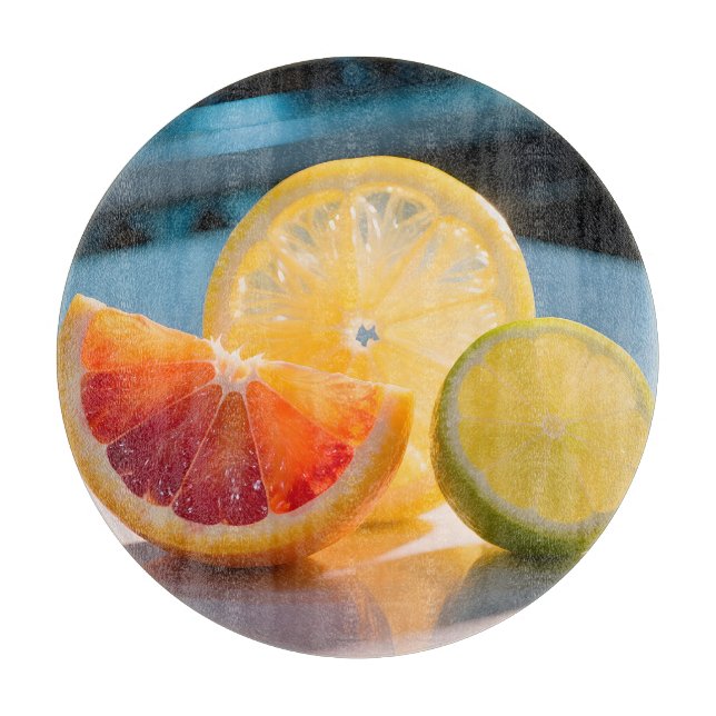 Vibrant Citrus Slices Grapefruit Lemon Lime Fresh  Cutting Board (Front)