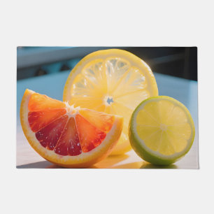 Vibrant Citrus Slices Grapefruit Lemon Lime Fresh  Doormat