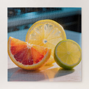 Vibrant Citrus Slices Grapefruit Lemon Lime Fresh  Jigsaw Puzzle