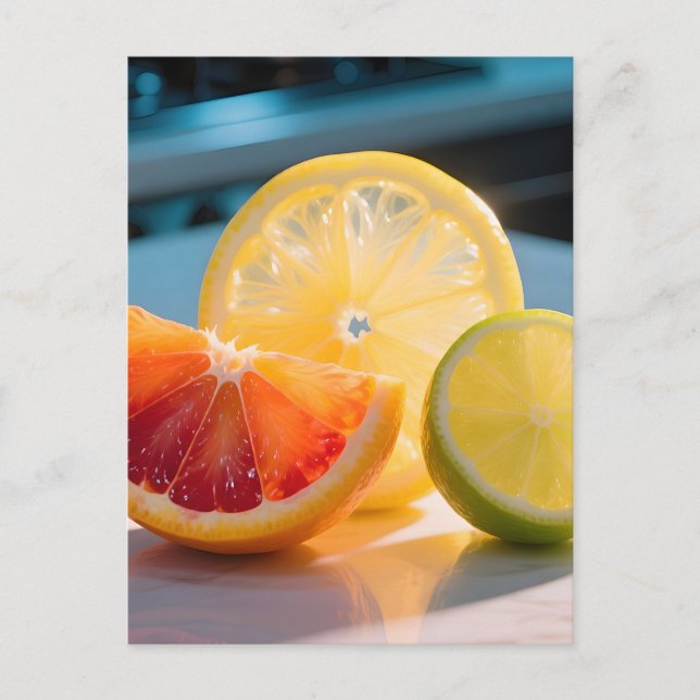 Vibrant Citrus Slices Grapefruit Lemon Lime Fresh  Postcard (Front)