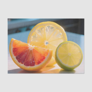Vibrant Citrus Slices Grapefruit Lemon Lime Fresh  Tissue Paper