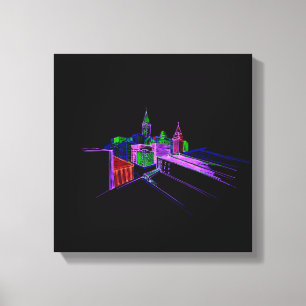 Vibrant City Bridge Unique Modern Canvas Print