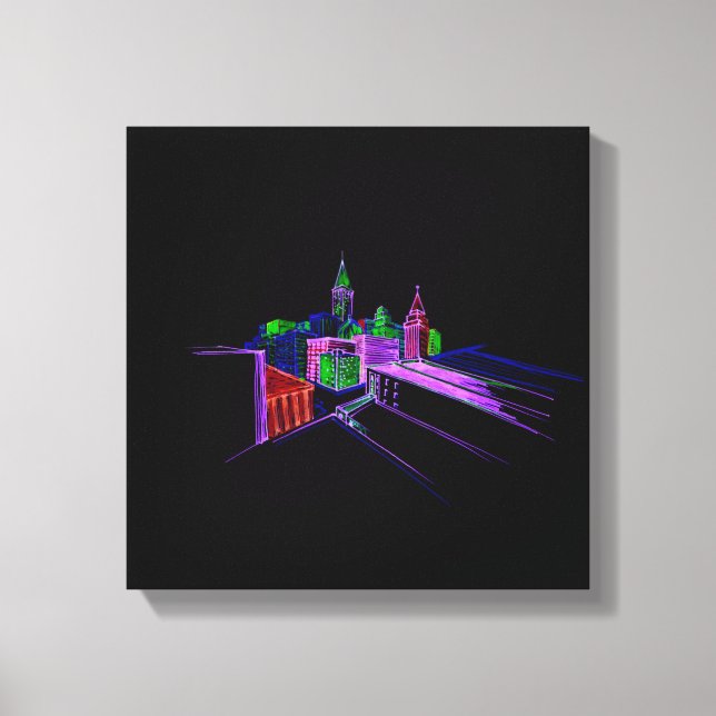 Vibrant City Bridge Unique Modern Canvas Print (Front)