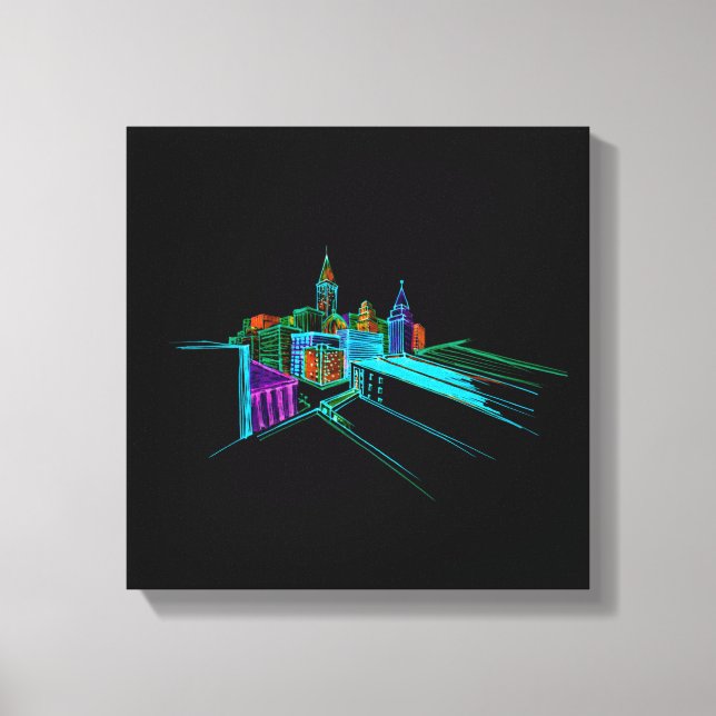 Vibrant City Bridge Unique Modern Canvas Print (Front)