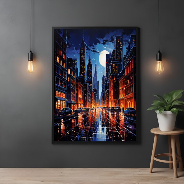 Vibrant Cityscape at Night Urban Art Poster (Creator Uploaded)
