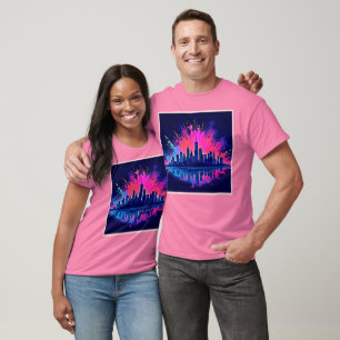 Vibrant Cityscape Splash Art T-Shirt