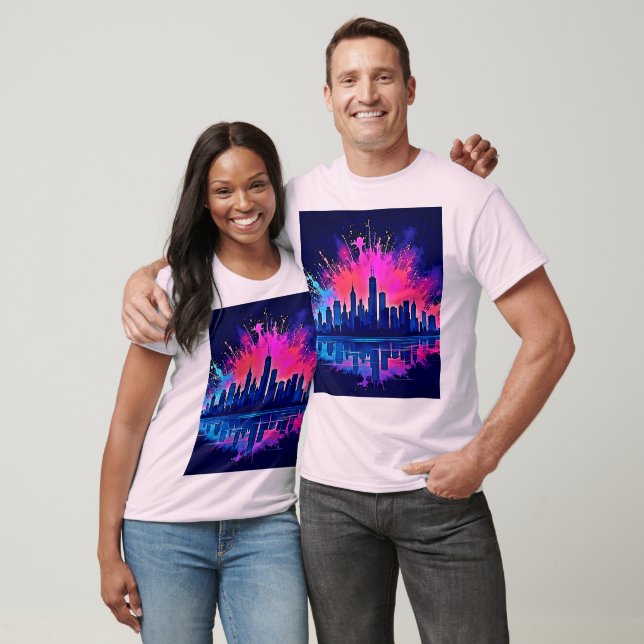 Vibrant Cityscape Splash Art T-Shirt (Unisex)